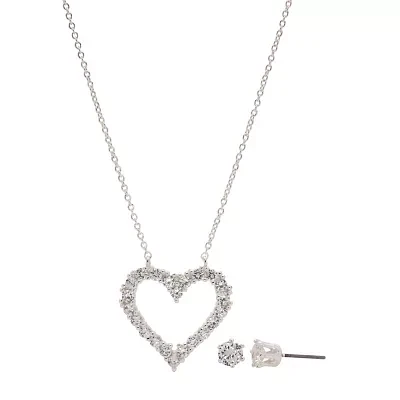 Sparkle Allure 2-pc. Cubic Zirconia Pure Silver Over Brass Heart Jewelry Set