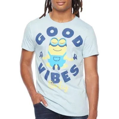 Mens Crew Neck Short Sleeve Classic Fit Minions Graphic T-Shirt