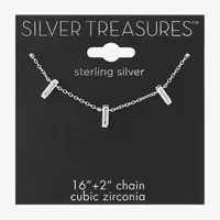 Silver Treasures Cubic Zirconia Sterling Silver 16 Inch Cable Pendant Necklace