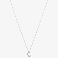 Silver Treasures Initial Cubic Zirconia Sterling Silver 16 Inch Cable Pendant Necklace