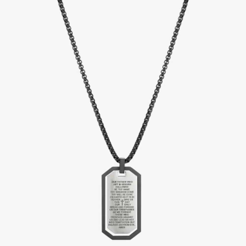 J.P. Army Men's Jewelry Stainless Steel 24 Inch Link Dog Tag Pendant Necklace