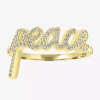 "Peace" Womens 1/5 CT. Natural White Diamond 14K Gold Delicate Stackable Ring