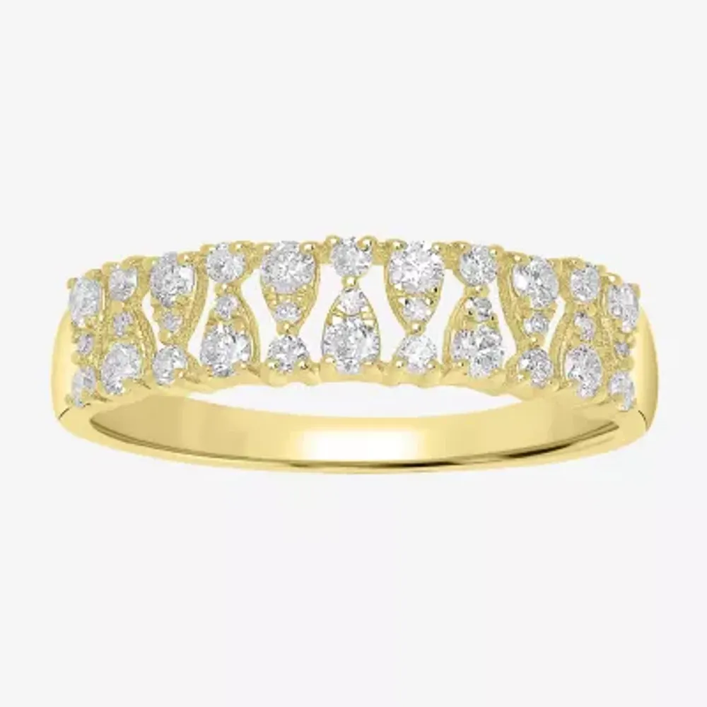 Womens 1/5 CT. Natural White Diamond 14K Gold Delicate Stackable Ring