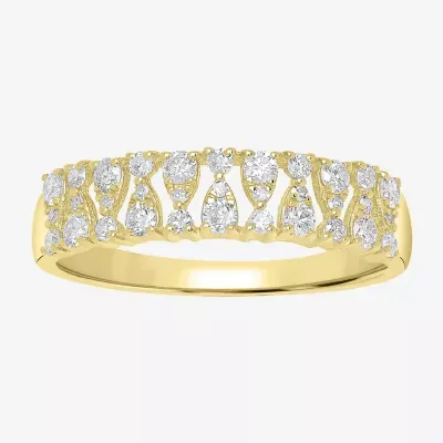 Womens 1/5 CT. Natural White Diamond 14K Gold Delicate Stackable Ring