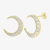 7/8 CT. T.W. Natural White Diamond 14K Gold 17.2mm Moon Stud Earrings