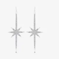 North Star 3/8 CT. T.W. Mined White Diamond 14K White Gold Star Drop Earrings