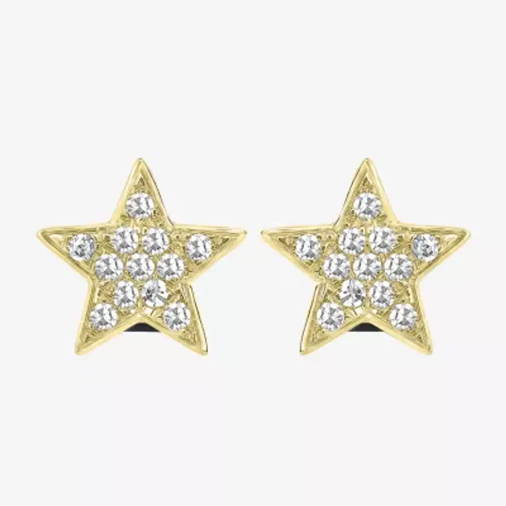 1/10 CT. T.W. Natural White Diamond 14K Gold 6mm Star Stud Earrings