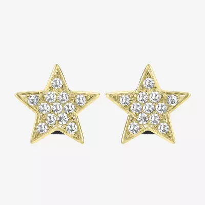 1/10 CT. T.W. Natural White Diamond 14K Gold 6mm Star Stud Earrings