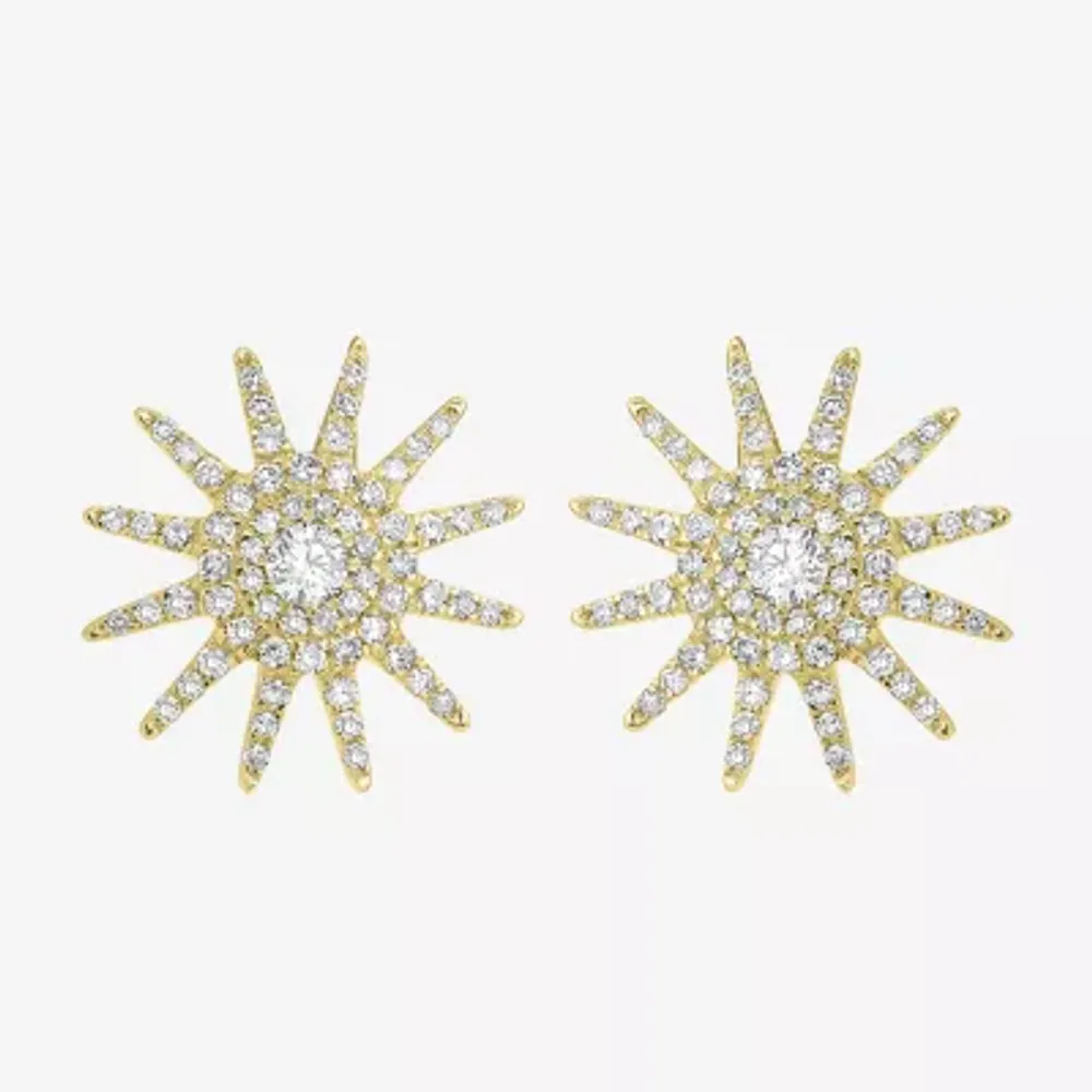 Starburst 3/8 CT. T.W. Natural White Diamond 14K Gold 12.5mm Star Stud Earrings