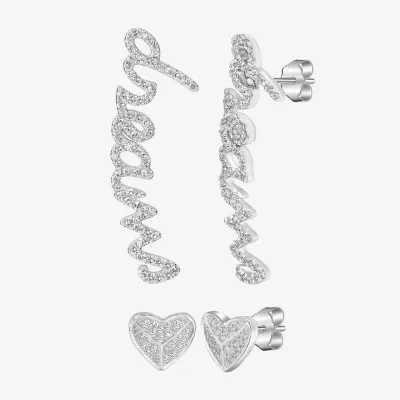 "Dreams" Mismatched 1/3 CT. T.W. Natural White Diamond 14K White Gold 27mm Heart Stud Earrings