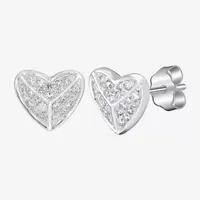 1/6 CT. T.W. Natural White Diamond 14K White Gold 8mm Heart Stud Earrings