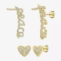 "Peace" Mismatched 1/4 CT. T.W. Natural White Diamond 14K Gold 21mm Heart Stud Earrings