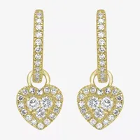 3/8 CT. T.W. Natural White Diamond 14K Gold 17mm Heart Hoop Earrings