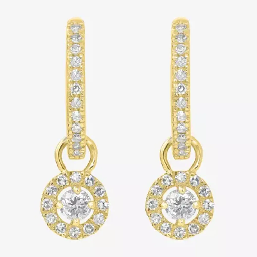1/3 CT. T.W. Natural White Diamond 14K Gold 16mm Round Hoop Earrings