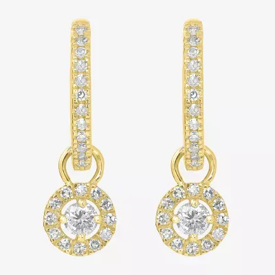 1/3 CT. T.W. Natural White Diamond 14K Gold 16mm Round Hoop Earrings
