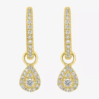 1/4 CT. T.W. Natural White Diamond 14K Gold 17.5mm Pear Hoop Earrings