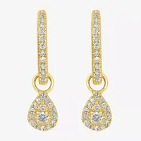 1/4 CT. T.W. Natural White Diamond 14K Gold 17.5mm Pear Hoop Earrings