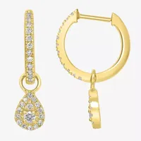 1/4 CT. T.W. Natural White Diamond 14K Gold 17.5mm Pear Hoop Earrings