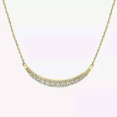 Bar Womens 3/4 CT. T.W. Natural White Diamond 14K Gold Bar Curved Pendant Necklaces