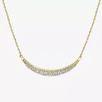 Bar Womens 3/4 CT. T.W. Natural White Diamond 14K Gold Bar Curved Pendant Necklace