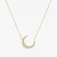 Womens 5/8 CT. T.W. Natural White Diamond 14K Gold Moon Pendant Necklace