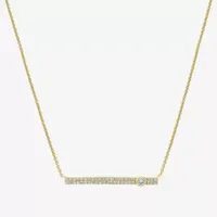 Womens 1/5 CT. T.W. Natural White Diamond 14K Gold Bar Pendant Necklace