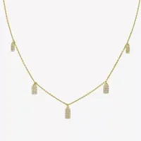 Charm Station Womens 1/5 CT. T.W. Natural White Diamond 14K Gold Rectangular Pendant Necklace