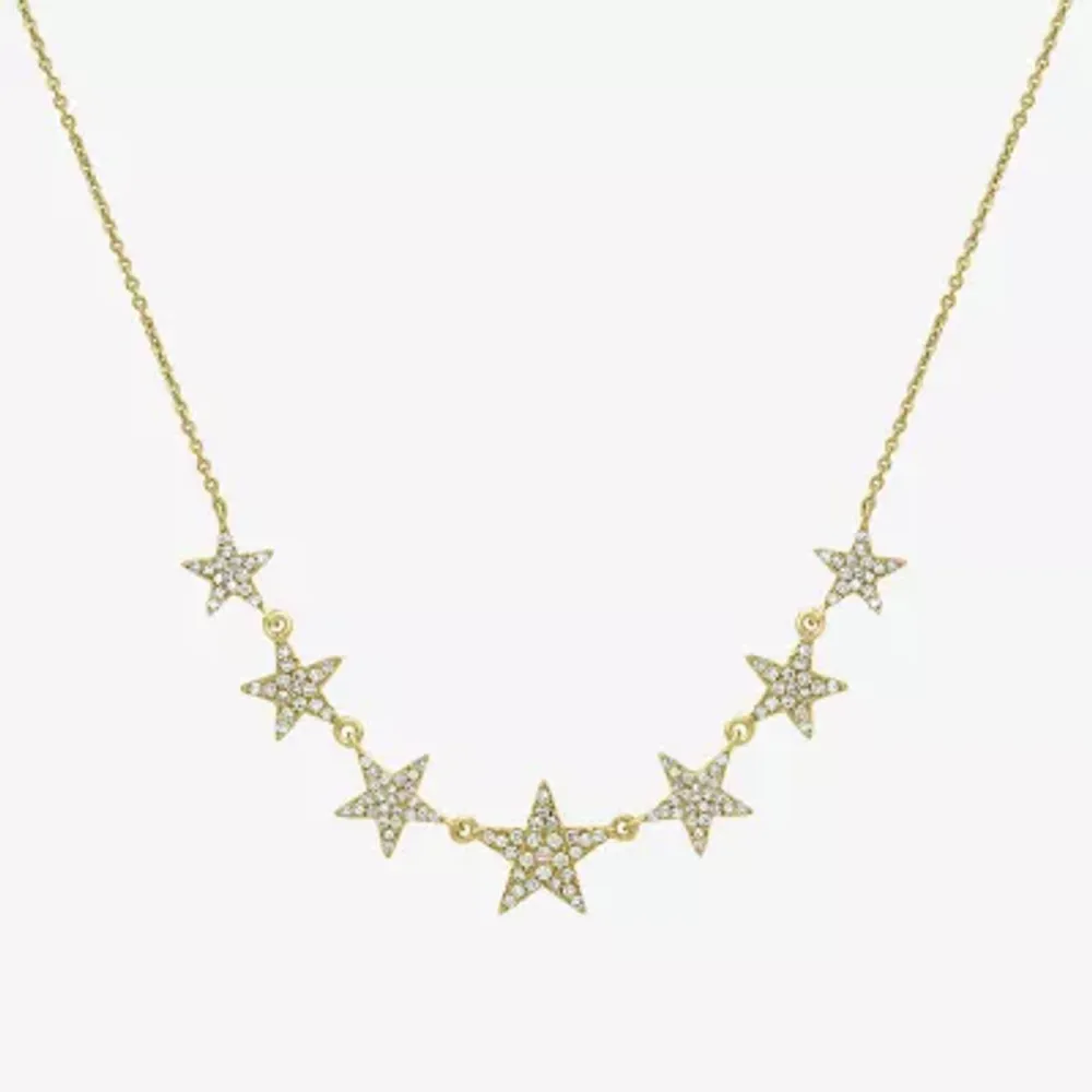 Womens 3/8 CT. T.W. Natural White Diamond 14K Gold Star Pendant Necklace