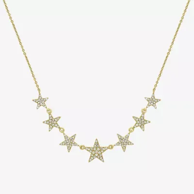 Womens 3/8 CT. T.W. Natural White Diamond 14K Gold Star Pendant Necklace