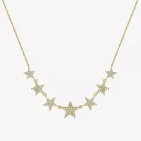 Womens 3/8 CT. T.W. Natural White Diamond 14K Gold Star Pendant Necklace