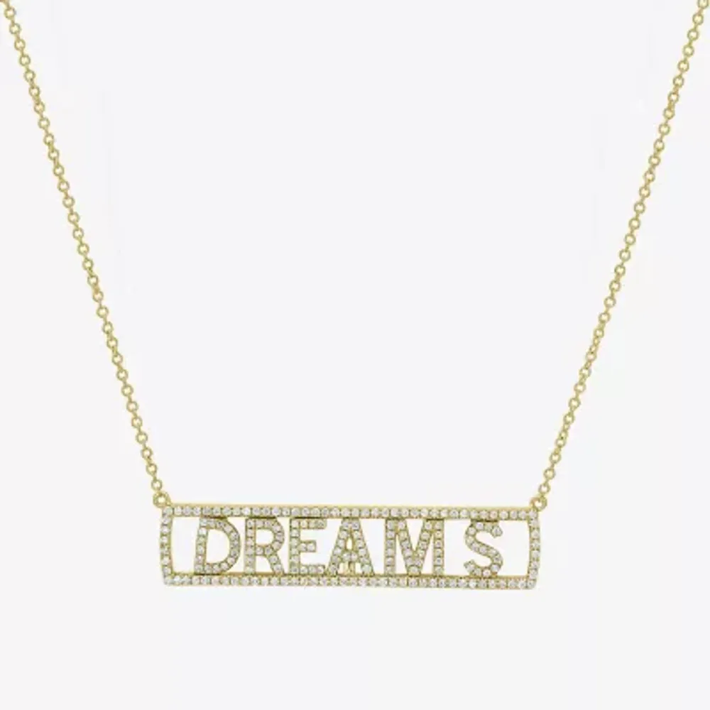 "Dreams" Womens 1/2 CT. T.W. Natural White Diamond 14K Gold Bar Pendant Necklaces