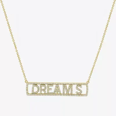 "Dreams" Womens 1/2 CT. T.W. Natural White Diamond 14K Gold Bar Pendant Necklaces
