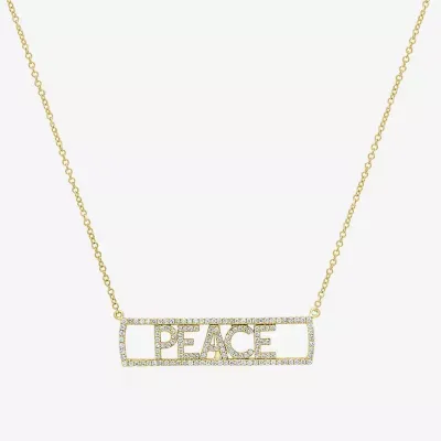 "Peace" Womens 3/8 CT. T.W. Natural White Diamond 14K Gold Bar Pendant Necklaces