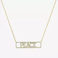 "Peace" Womens 3/8 CT. T.W. Natural White Diamond 14K Gold Bar Pendant Necklace