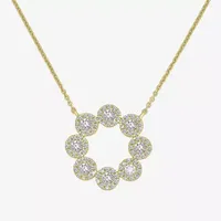 Womens 1/2 CT. T.W. Mined White Diamond 14K Gold Circle Pendant Necklace