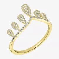Womens 3/8 CT. T.W. Mined White Diamond 14K Gold Crown Delicate Stackable Ring