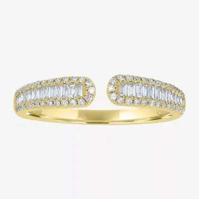 Open Edge Womens 1/3 CT. T.W. Natural White Diamond 14K Gold Delicate Stackable Ring