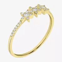 Triple Star Womens 1/6 CT. T.W. Natural White Diamond 14K Gold Delicate Stackable Ring