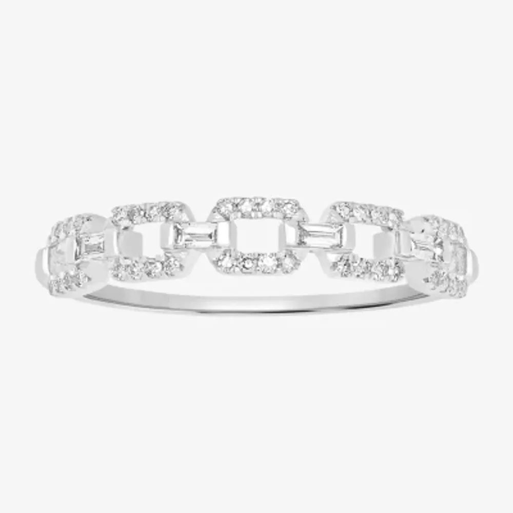 Link Womens 1/4 CT. T.W. Natural White Diamond 14K Gold Delicate Stackable Ring