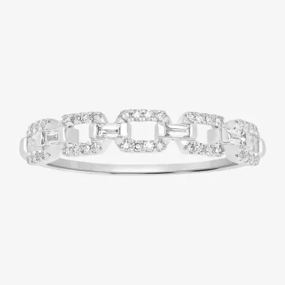 Link Womens 1/4 CT. T.W. Natural White Diamond 14K Gold Delicate Stackable Ring