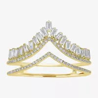 Double Chevron Womens 5/8 CT. T.W. Natural White Diamond 14K Gold Delicate Stackable Ring