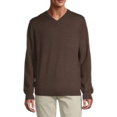 Stafford 100% Merino Wool Mens V Neck Long Sleeve Pullover Sweater