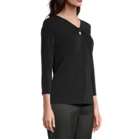 Liz Claiborne Womens V Neck 3/4 Sleeve Blouse