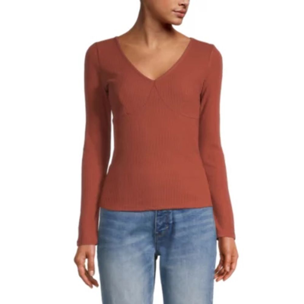 a.n.a Womens V Neck Long Sleeve Blouse