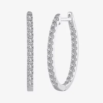 (H-I / I1) 1 CT. T.W. Lab Grown Diamond 10K or 14K White Yellow Gold 25mm Hoop Earrings