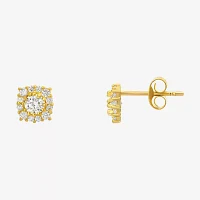 Petite Lux™ Cubic Zirconia 10K Yellow Gold Halo Stud Earrings