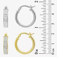 Inside-Out Crystal Hoop Earrings 2-Pair Set