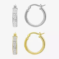 Inside-Out Crystal Hoop Earrings 2-Pair Set