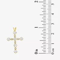 Gold Close Out Womens 1 CT. Lab Created White Cubic Zirconia 10K Gold Cross Pendant