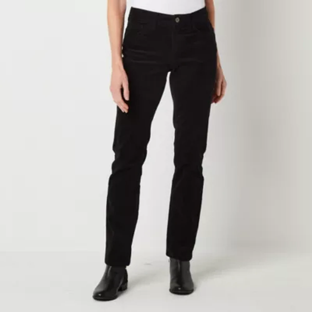 St. John's Bay Womens Mid Rise Straight Corduroy Pant